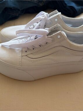 Vans White Platform Canvas Women's Sneakers